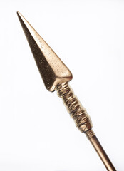 golden gladiator spear isolated on white background