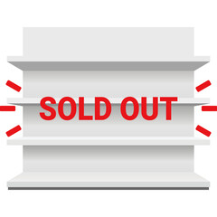 空っぽになった商品棚を表すベクターイラスト