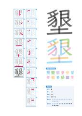 書き順_中学1年_墾（こん）_Stroke order of Japanese Kanji - obrazy, fototapety, plakaty