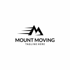 Creative Illustration Simple Mountain moving fast Logo Design Vector