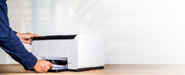 Printer, copier, scanner in office. Workplace ,photocopier machine for scanning document printing a...