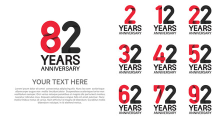 set anniversary logotype premium collection red and black color isolated on white background
