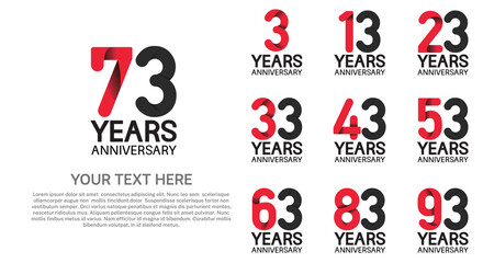set anniversary logotype premium collection red and black color isolated on white background