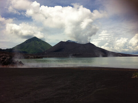 Mount Tavuruvur volcanic eruption lies near Rabaul, Papua New Guinea. Nature concept