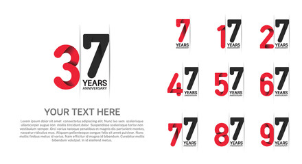 set anniversary logotype premium collection red and black color isolated on white background