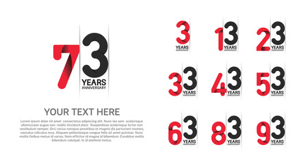 set anniversary logotype premium collection red and black color isolated on white background
