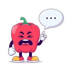 disgust or sneezing red bell pepper cartoon mascot character vector illustration design