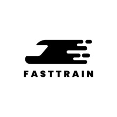 black and white logo template, symbol, icon with fast train image.
