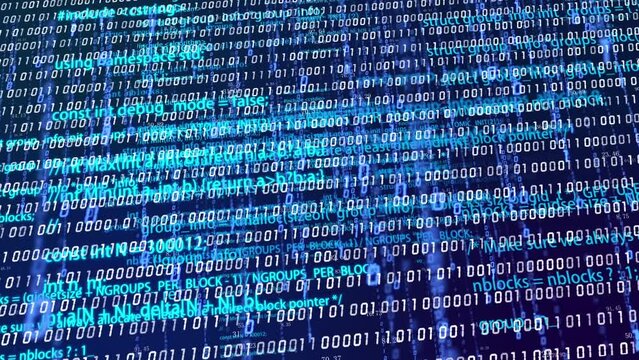 AI big data cloud computing binary code scrolling.