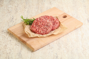 Raw beef burger cutlet for grill