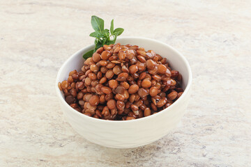 Boiled lentil in the bowl