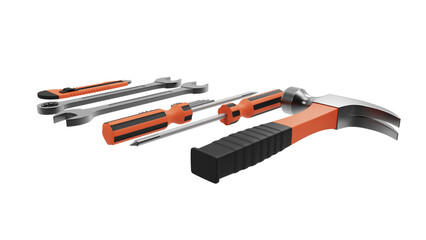 Obraz premium tool kit set side view without shadow 3d render