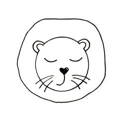 cute lineart vector illustration, lion