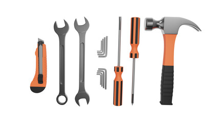 tool kit set top view without shadow 3d render