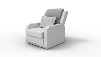 white sofa angle view with shadow 3d render