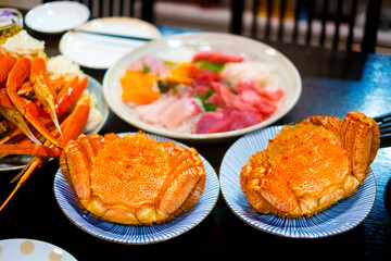 毛ガニとスワイガニと刺身