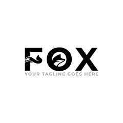 fox art back view logo vector template.