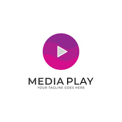 Play button media logo icon, media play technology logo icon