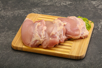 Raw chicken boneless and skinless leg
