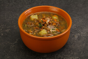 Lentil soup with chicken and vegetables
