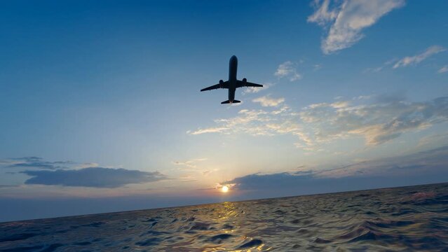 Airlines and civil aircraft fly over the sea level