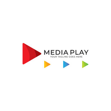 Play button media logo icon, media play technology logo icon