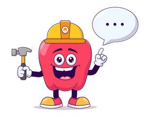 Construction red bell pepper cartoon mascot character vector illustration design