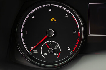 car. the dashboard. engine coolant temperature indicator. close-up. - obrazy, fototapety, plakaty