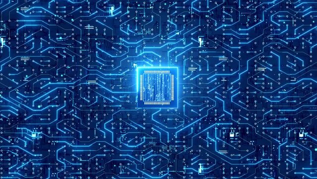  Current line change background of chip circuit board.