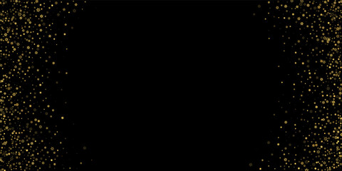 Falling Snow flakes golden pattern Holiday Vector