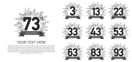 set anniversary logotype premium collection black color with fireworks isolated on white background