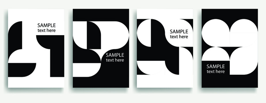 Aesthetic geometric brochures . Bauhaus poster . Modern art .Abstract minimal negative space composition . Contemporary vector  design 