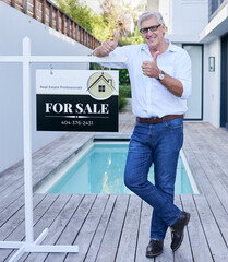 Ill have your property sold in no time. Full length portrait of a handsome mature male real estate...