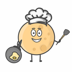 Moon Character Flat Cartoon Vector Design Illustration