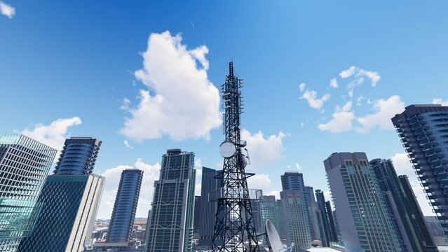 5g base station signal tower and Technology Smart City