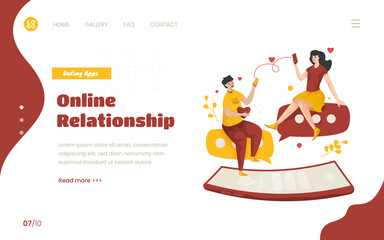 Flat design online dating apps illustration concept