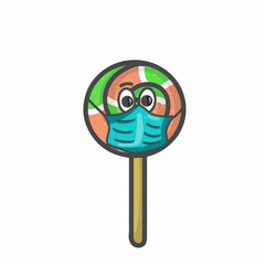 Lollipop Character Flat Cartoon Vector Design Illustration
