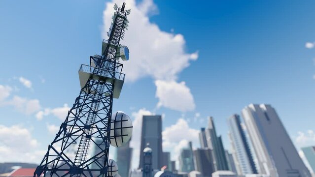 Signal coverage transmission of 5g network base station in science and Technology City.