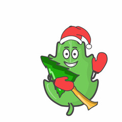 Obraz premium Leaf Character Flat Cartoon Vector Design Illustration