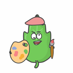 Leaf Character Flat Cartoon Vector Design Illustration