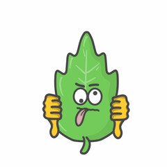 Leaf Character Flat Cartoon Vector Design Illustration