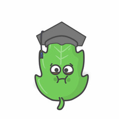 Leaf Character Flat Cartoon Vector Design Illustration