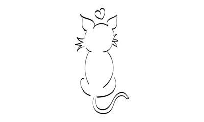 Cat Line Art Design for print or use as poster, card, flyer, Tattoo or T Shirt