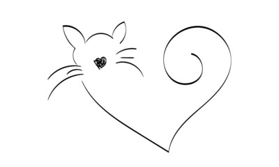 Cat Line Art Design for print or use as poster, card, flyer, Tattoo or T Shirt