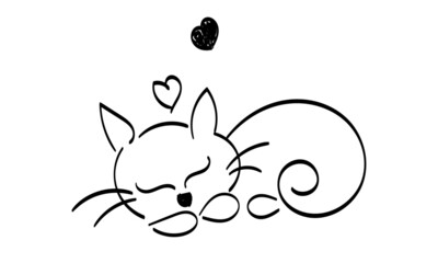 Cat Line Art Design for print or use as poster, card, flyer, Tattoo or T Shirt