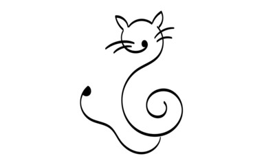 Cat Line Art Design for print or use as poster, card, flyer, Tattoo or T Shirt