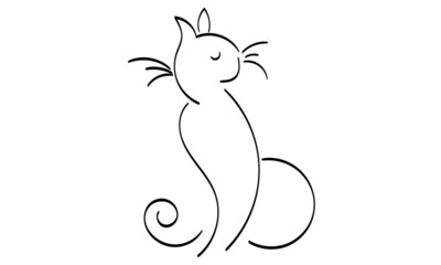Cat Line Art Design for print or use as poster, card, flyer, Tattoo or T Shirt