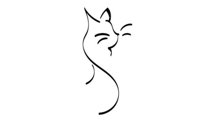 Cat Line Art Design for print or use as poster, card, flyer, Tattoo or T Shirt