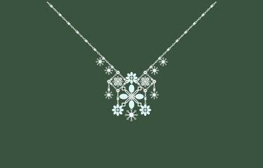 illustration necklace women for marriage with pearls and precious stones. 