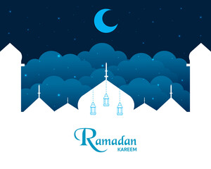Ramadan Kareem Greeting Template Flat